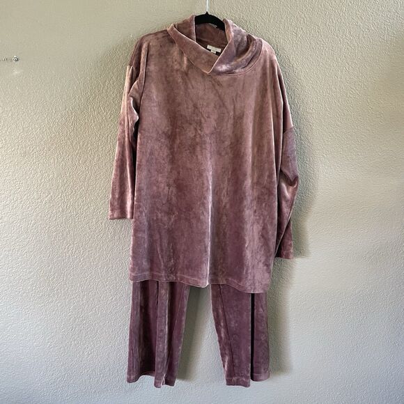 J Jill Pure Jill XL Mauve Pink Purple Velvet Velour Set Track Suit Lounge NWT - Picture 6 of 16